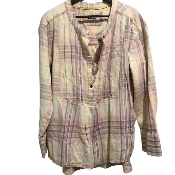 Free People Womens  Dunes Flannel Pullover Pintuck Tops Multicolor size S - Picture 6 of 7